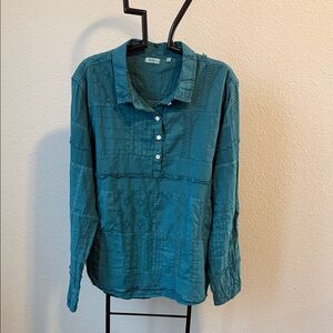 Dylan Teal Button-Up Women's Top